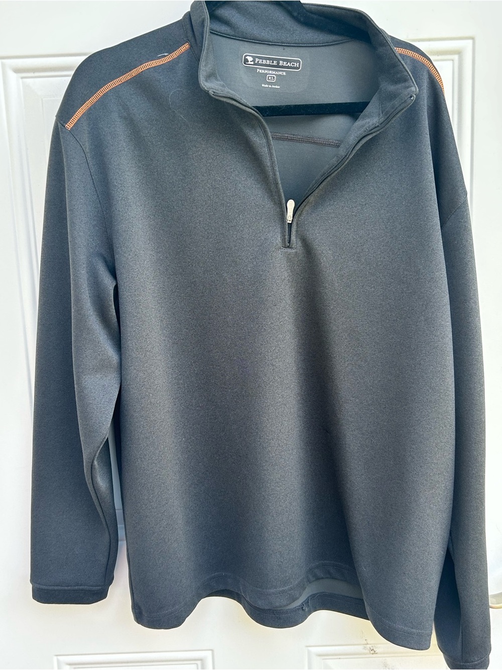 Pebble Beach Men’s Quarter-Zip Performance Long sleeve Black with Orange Accents